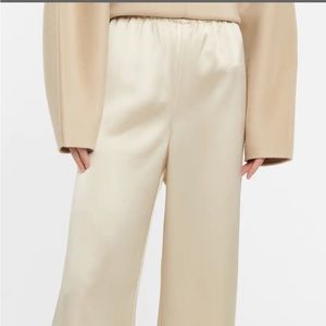Wide satin slacks pants